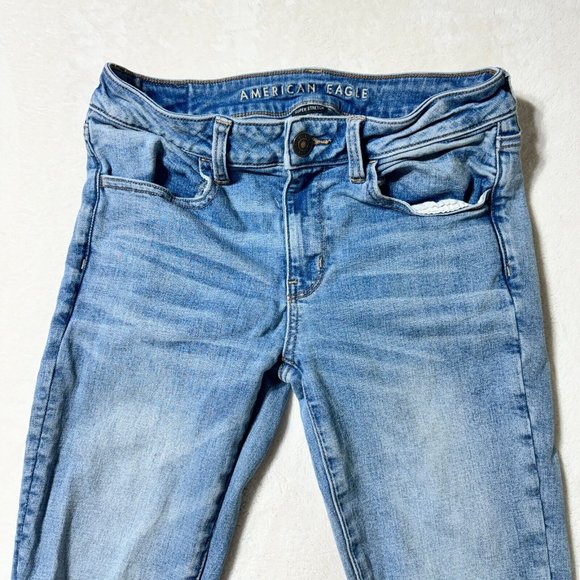 AMERICAN EAGLE OUTFITTERS Jeans Women's 6 Super Stretch Skinny Blue Distressed - Picture 2 of 13
